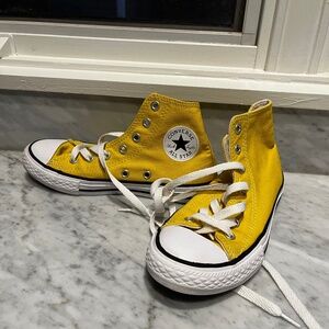 Yellow high-top converse - size 2 (kids)